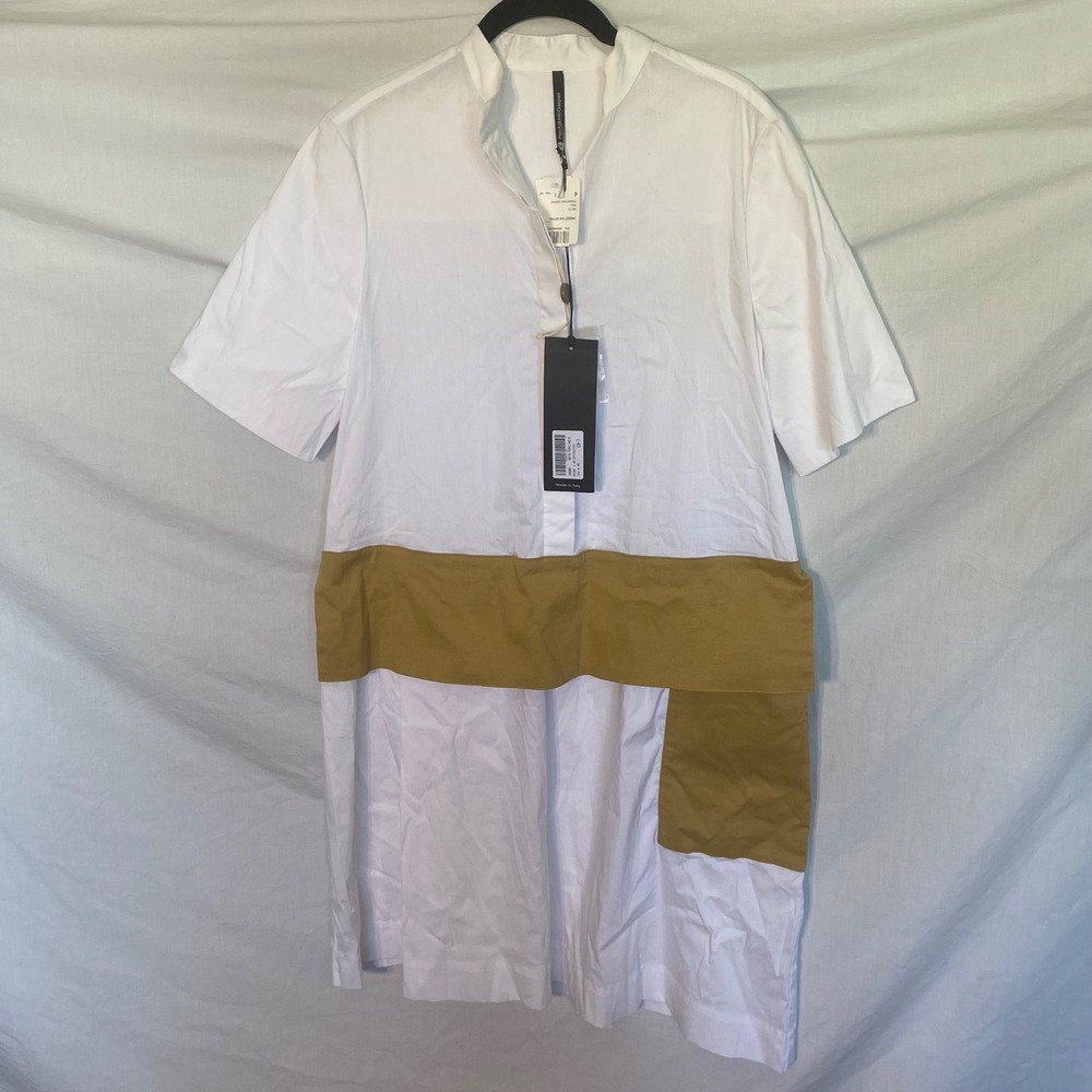 PierAntonioGaspari White Colorblock Poplin Dress Italian Designer NWT40 MSRP$535
